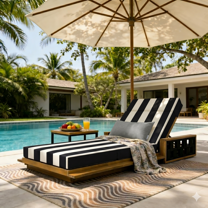 Sunbrella Outdoor Chaise Lounge Cushions (Seat and Back)