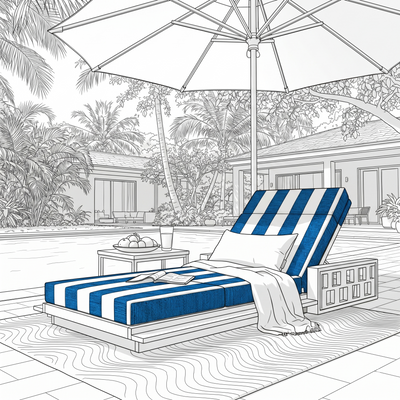 Sunbrella Outdoor Chaise Lounge Cushions (Seat and Back)